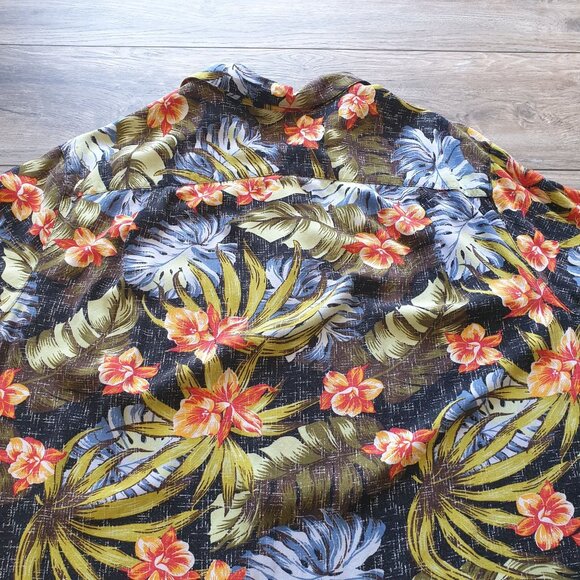 Hawaiian Floral Button Up Shirt Men Tropical Print George Size 2XL Short Sleeve - Picture 6 of 6